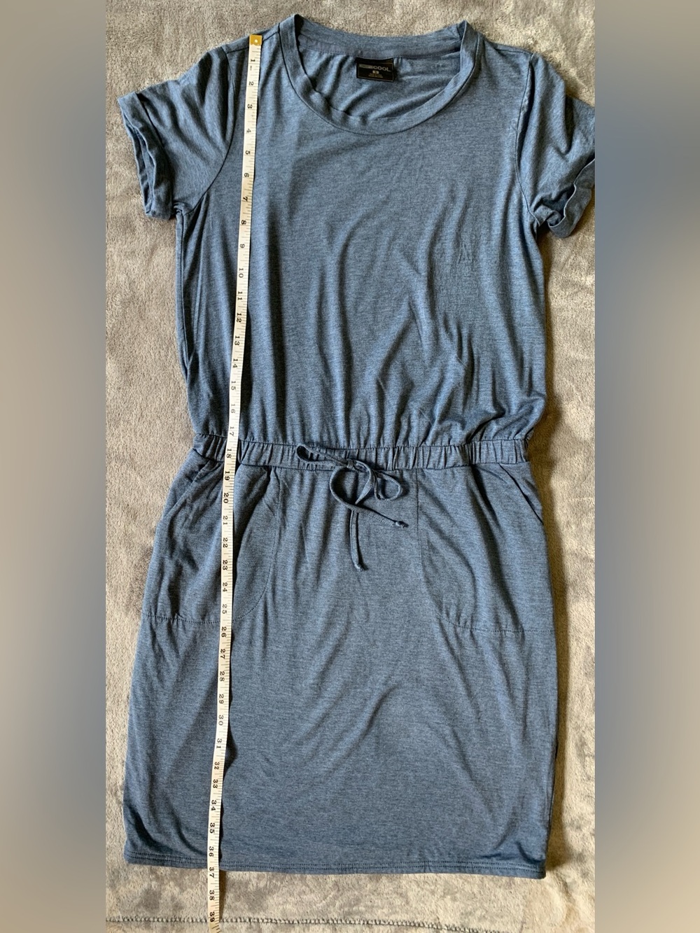 32 Degrees Heather Blue Drawstring Waist Mini Dress
